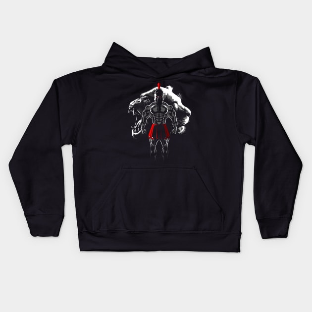 Gladiator Gorilla Lion Kids Hoodie by albertocubatas